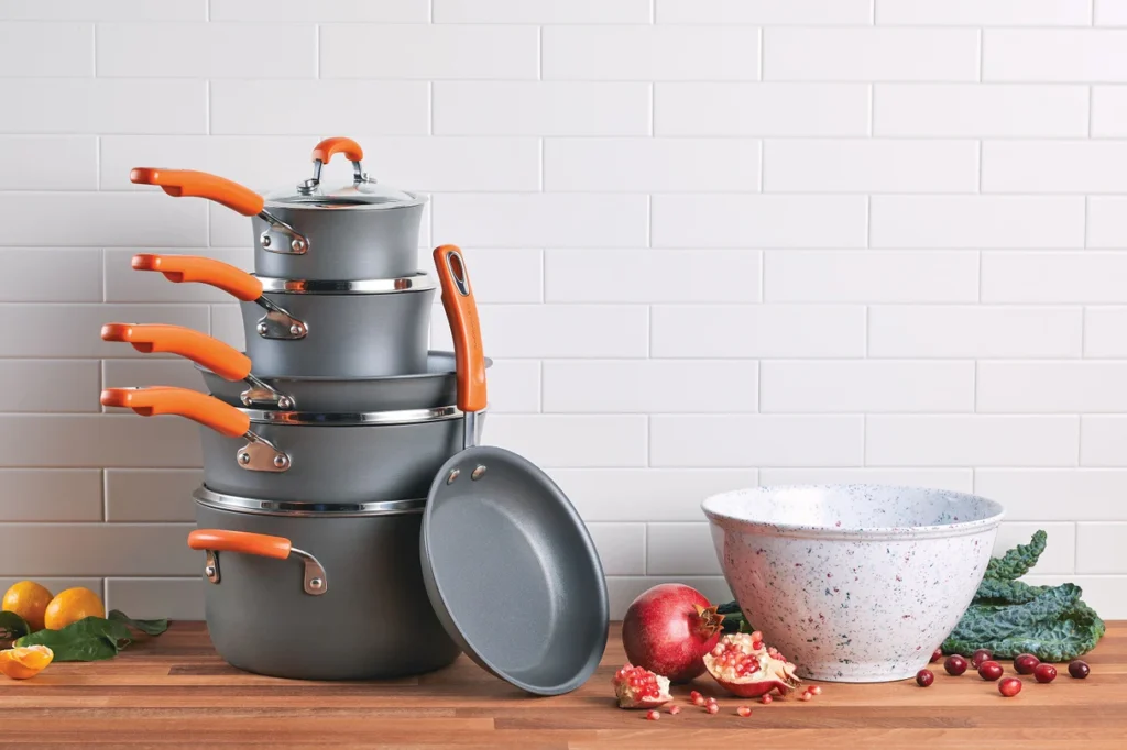 Brights Hard Anodized Cookware Set With Glass Lids