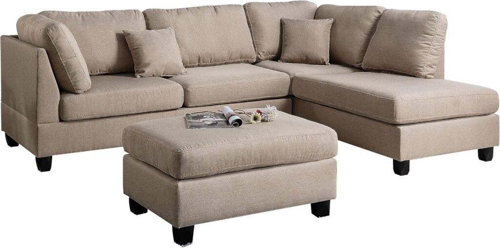 Poundex PDEX- Upholstered Sectional Coach