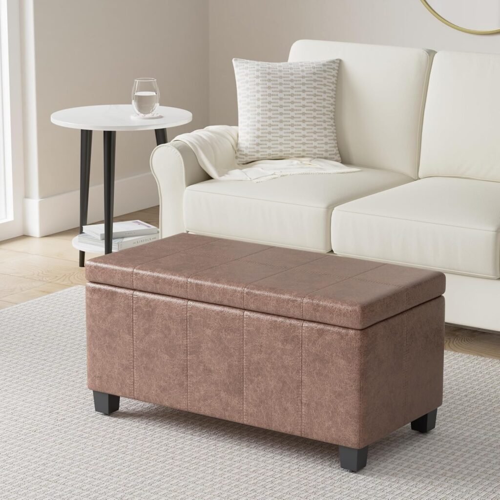 Distressed Leather Ottoman for a Relaxed Lived-In Style