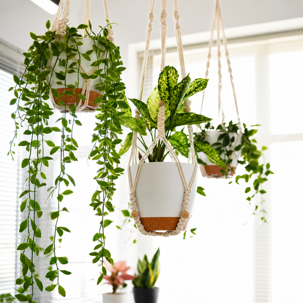 Macramé Hanging Planters converted